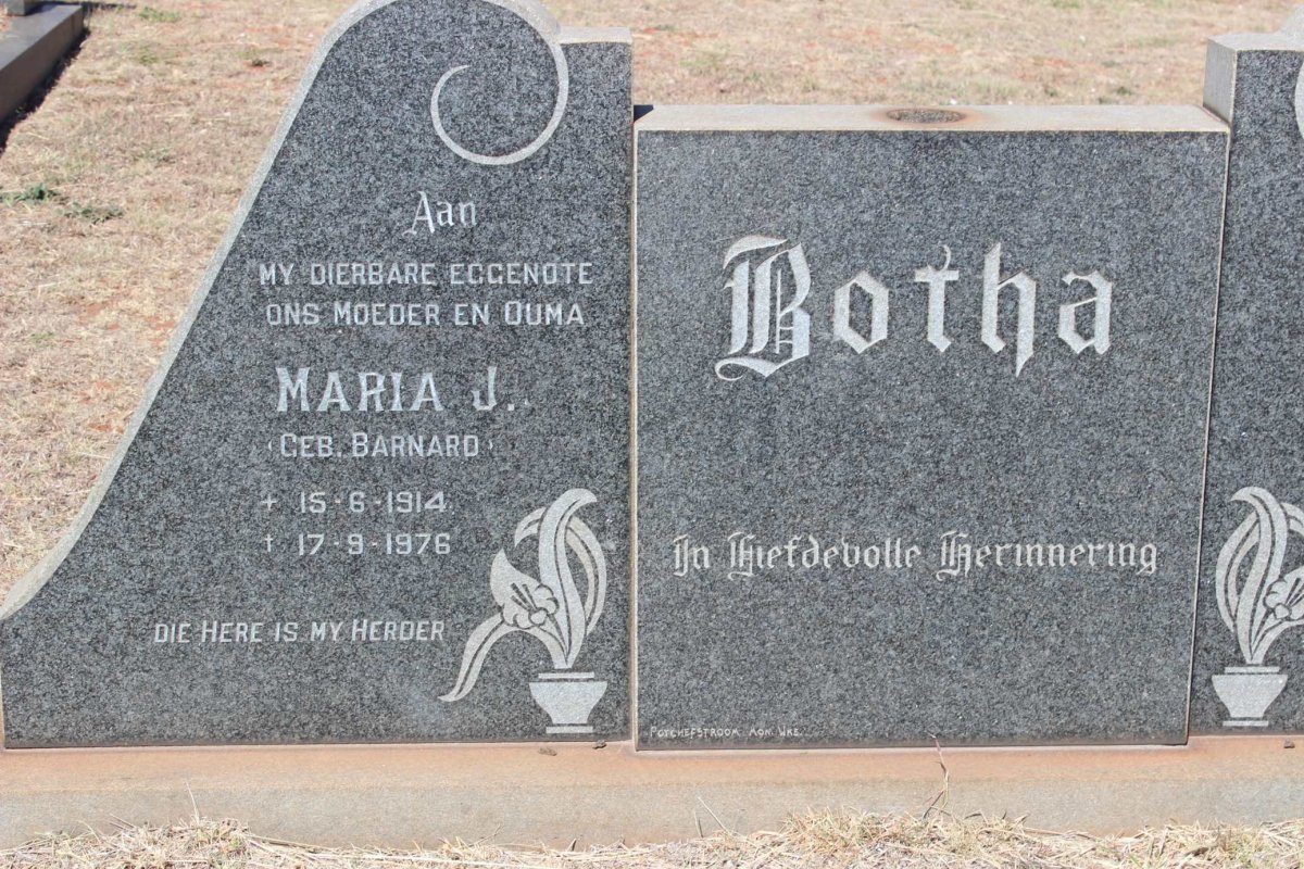 BOTHA Maria J. nee BARNARD 1914-1976
