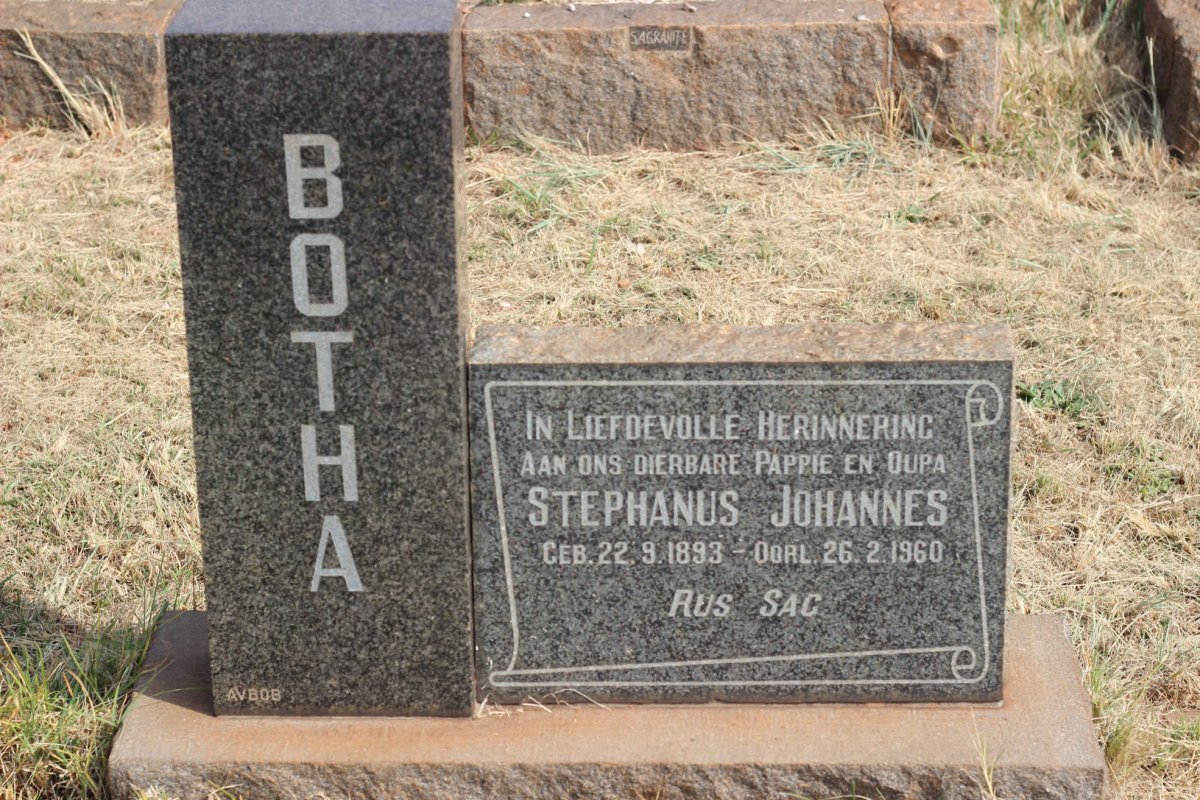 BOTHA Stephanus Johannes 1893-1960