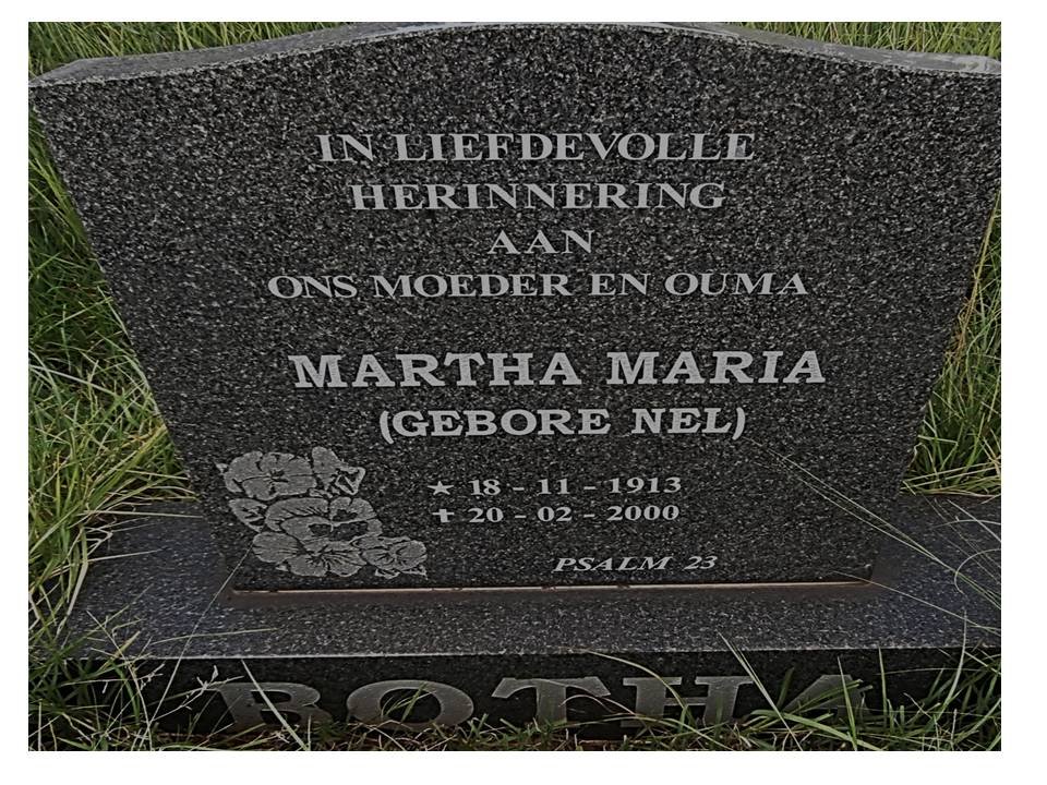 BOTHA Martha Maria nee NEL 1913-2000