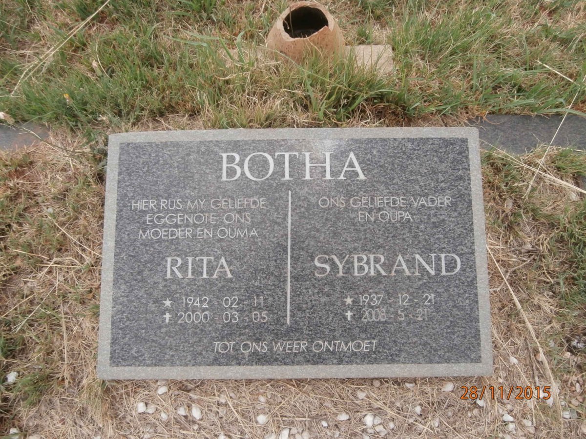BOTHA Sybrand 1937-2008 &amp; Rita 1942-2000