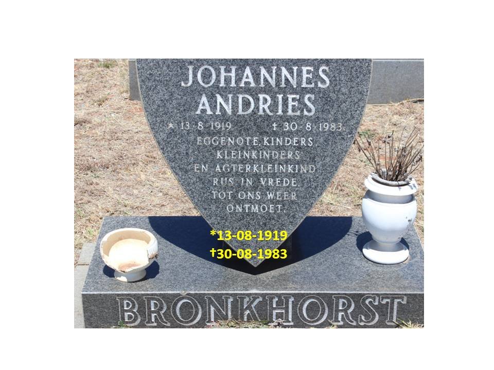 BRONKHORST Johannes Andries 1919-1983