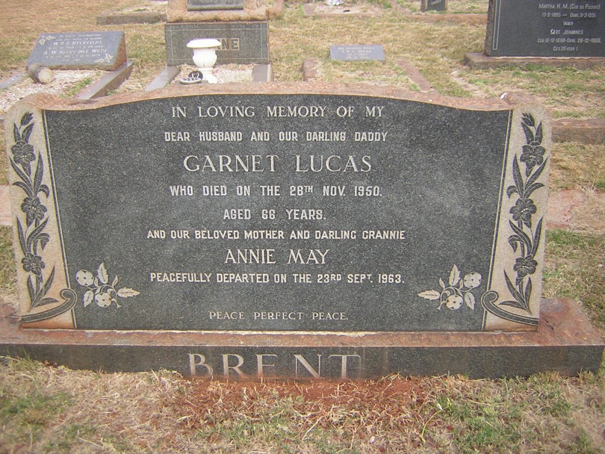 BRENT Garnet Lucas -1950 &amp; Annie May -1963