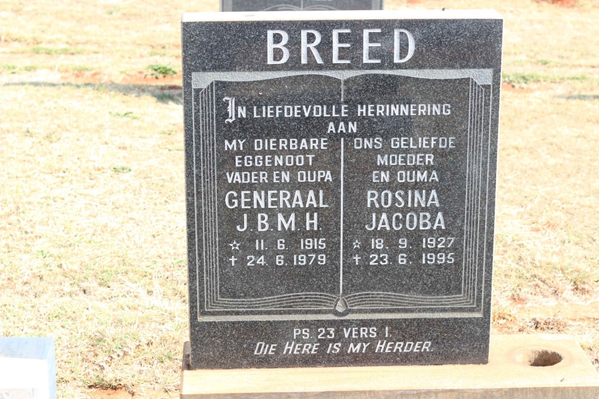BREED J.B.M.H. 1915-1979 &amp; Rosina Jacoba 1927-1995