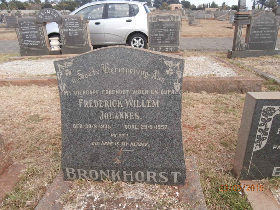BRONKHORST Frederick Willem Johannes 1905-1957