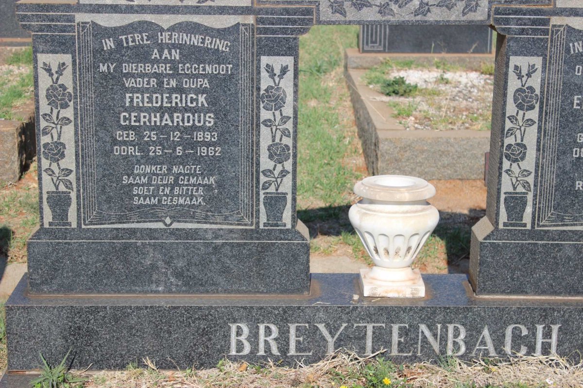 BREYTENBACH Frederick Gerhardus 1893-1962 &amp; Elsie Johanna V. NIEKERK 1898-1981