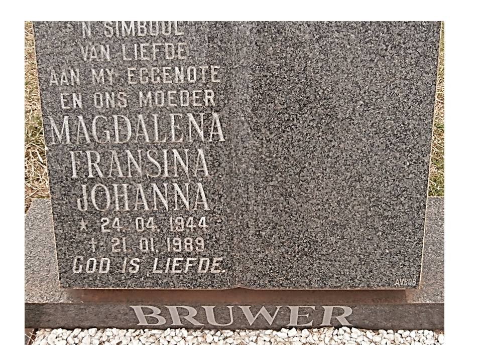 BRUWER Magdalena Fransina Johanna 1944-1989