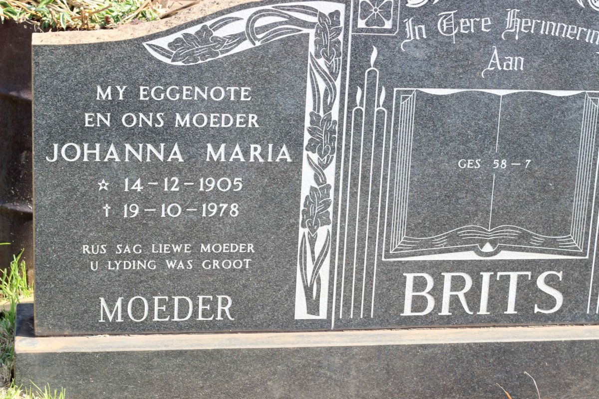 BRITS Andries Petrus 1905-1988 & Johanna Maria 1905-1978