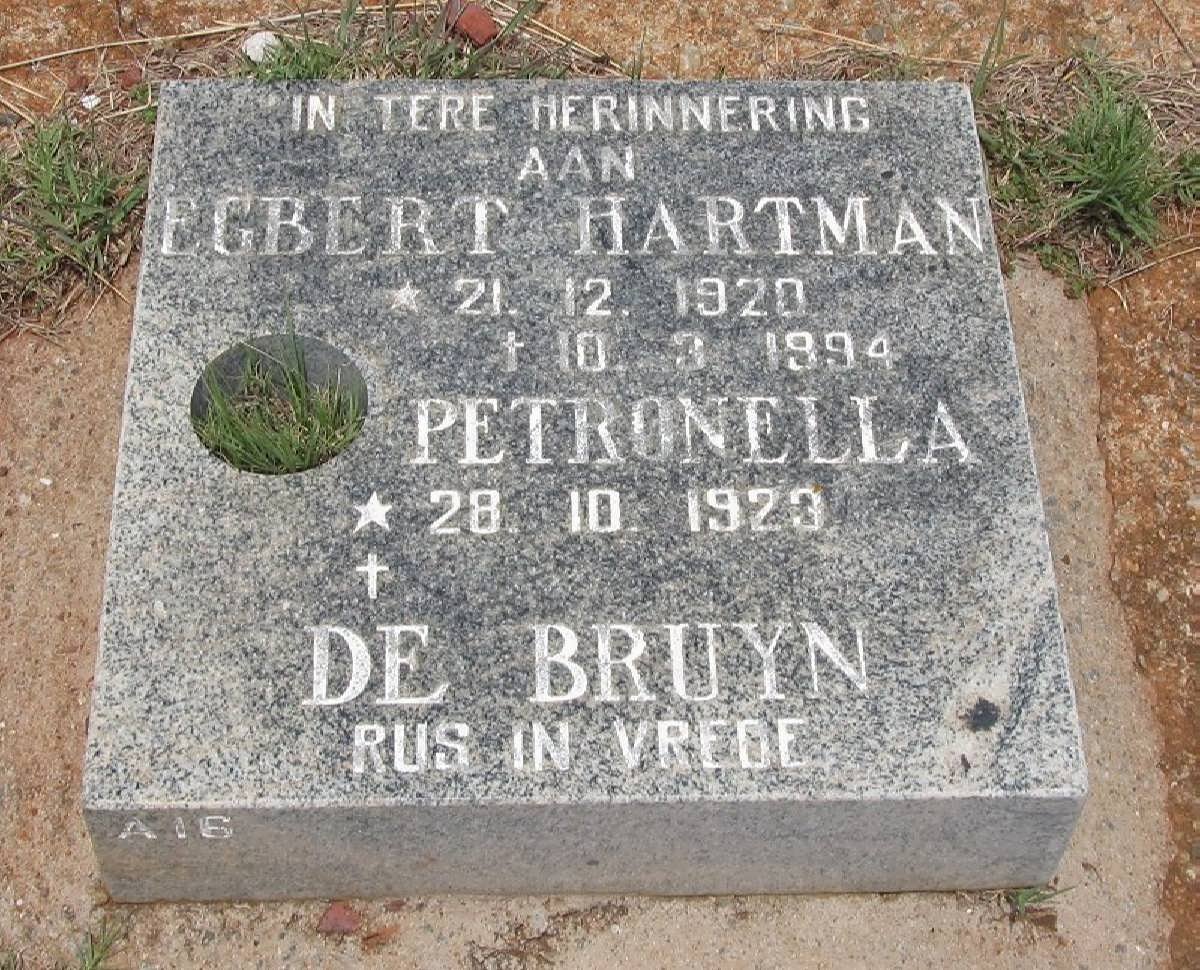 BRUYN Egbert Hartman, de 1920-1994 &amp; Petronella 1923-