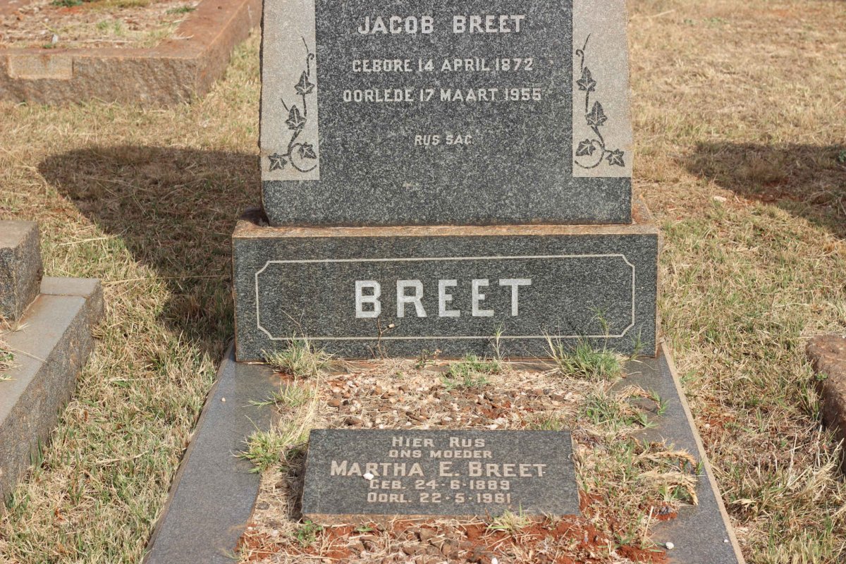 BREET Jacob 1872-1955 &amp; Martha E. 1889-1961