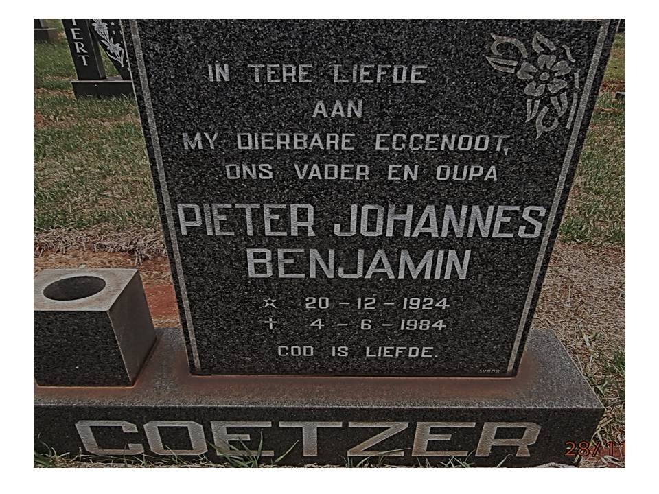 COETZER Pieter Johannes Benjamin 1924-1984