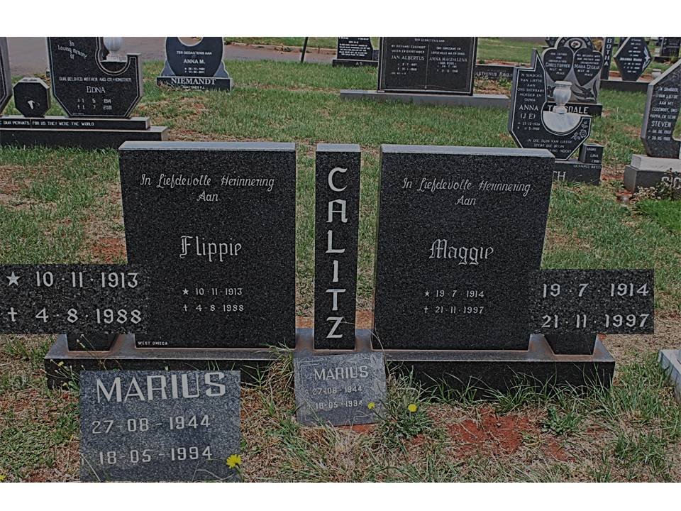 CALITZ Flippie 1913-1988 &amp; Maggie 1914-1997 :: CALITZ Marius 1944-1994