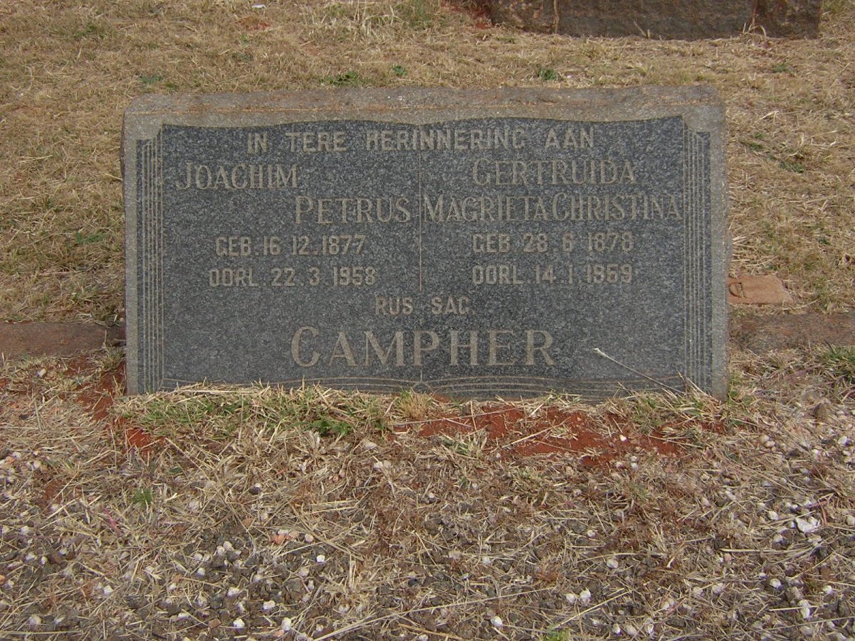 CAMPHER Joachim Petrus 1877-1958 &amp; Gertruida Magrieta Christina 1878-1959