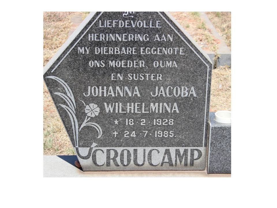 CROUCAMP Johanna Jacoba Wilhelmina 1928-1985