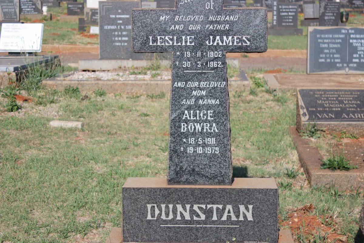 DUNSTAN Leslie James 1902-1962 &amp; Alice Bowra 1911-1979