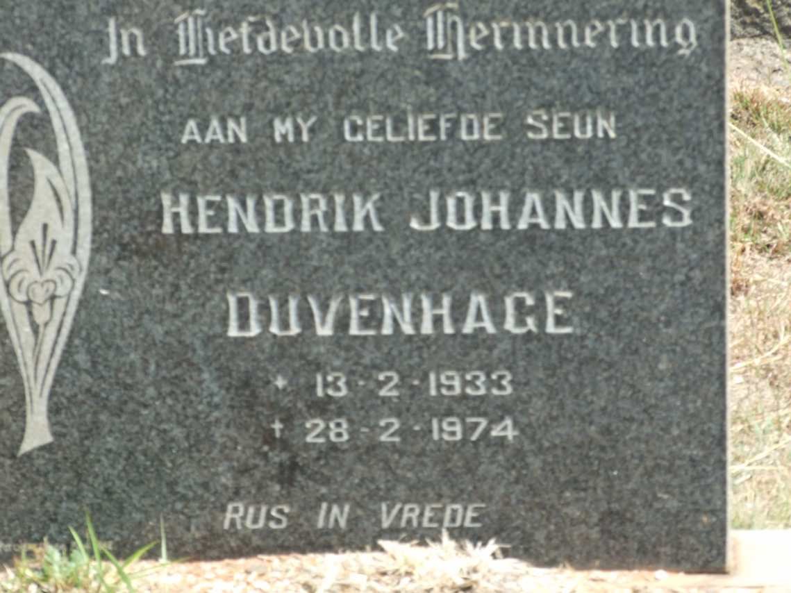DUVENHAGE Hendrik Johannes 1933-1974