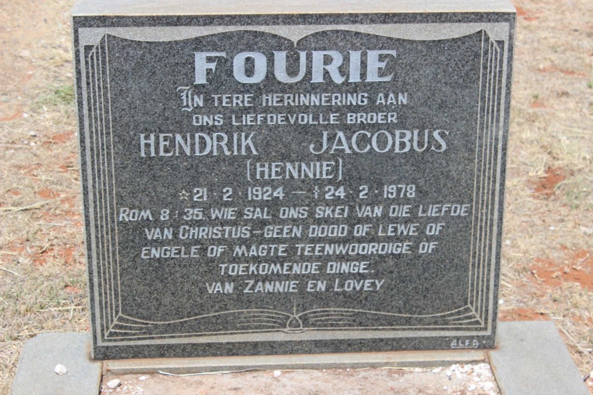 FOURIE Hendrik Jacobus 1924-1978