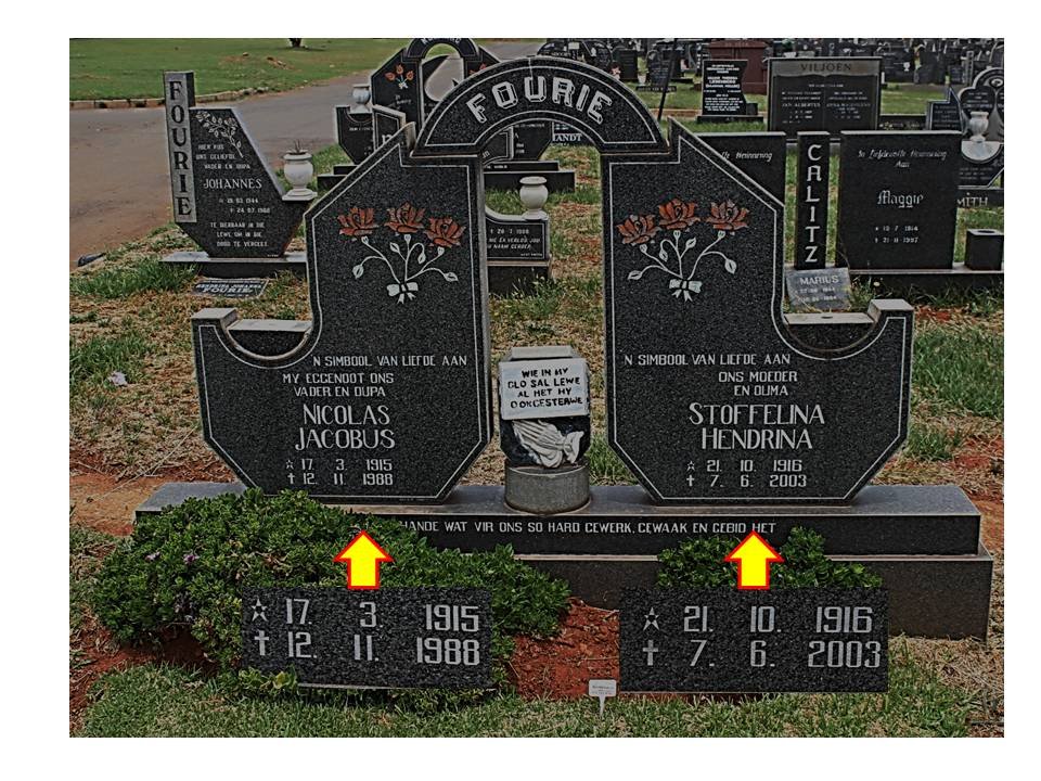 FOURIE Nicolas Jacobus 1915-1988 &amp; Stoffelina Hendrina 1916-2003