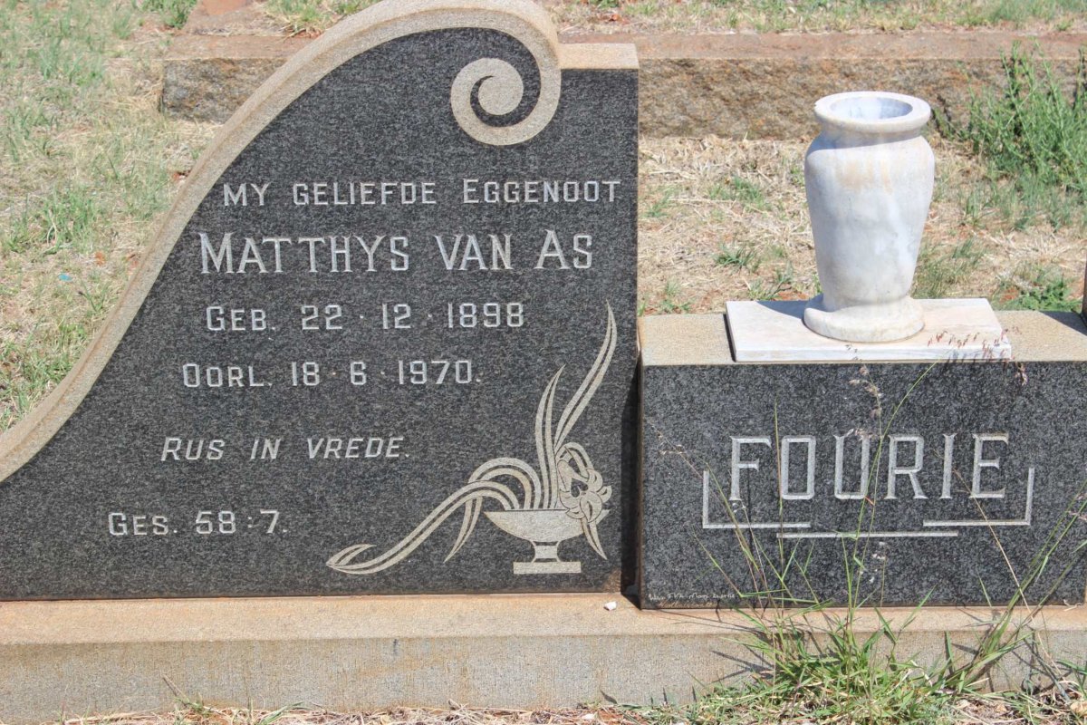 FOURIE Matthys van As 1898-1970 &amp; Johanna Hendriena PRETORIUS 1907-1979