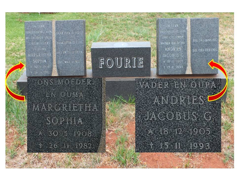 FOURIE Andries Jacobus G. 1905-1993 &amp; Margrietha Sophia 1908-1982