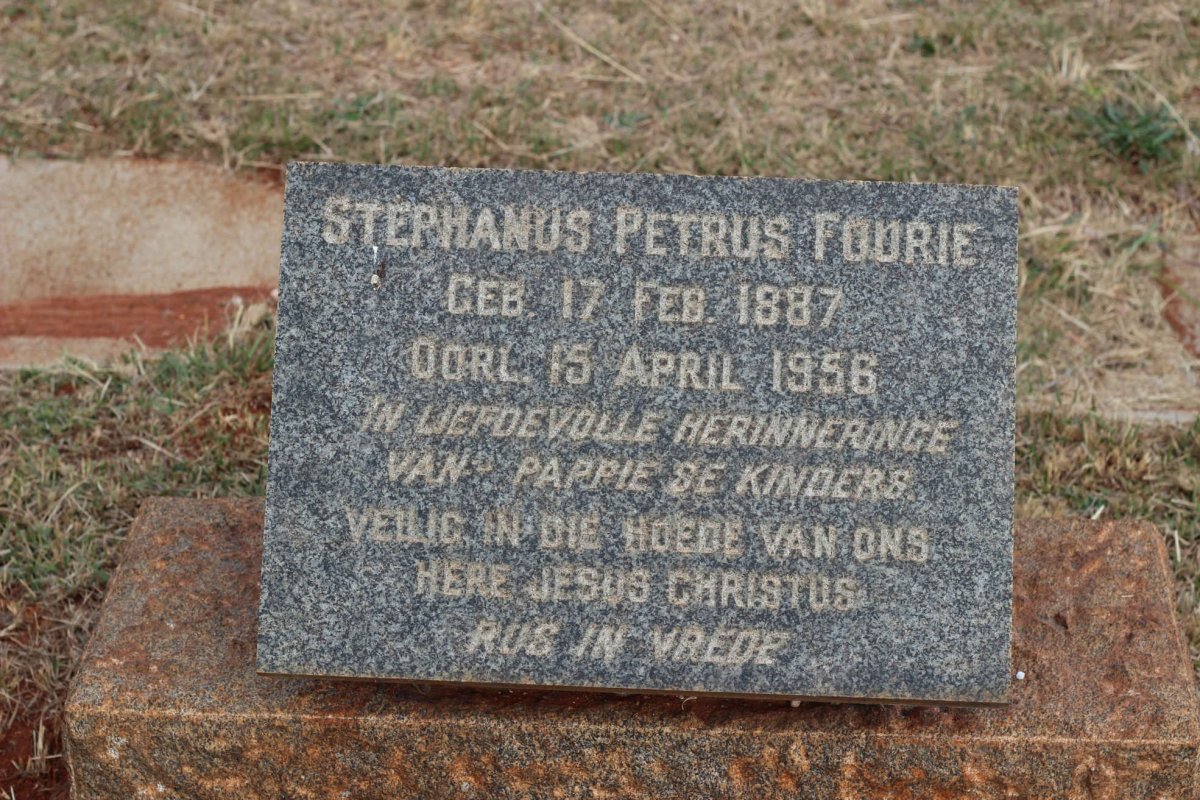 FOURIE Stephanus Petrus 1887-1956