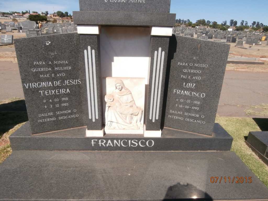 FRANCISCO Luiz 1918-1990 &amp; Virginia de Jesus TEIXEIRA 1918-1985