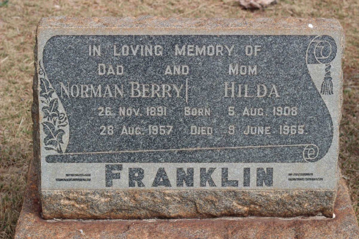 FRANKLIN Norman Berry 1891-1957 &amp; Hilda 1908-1965