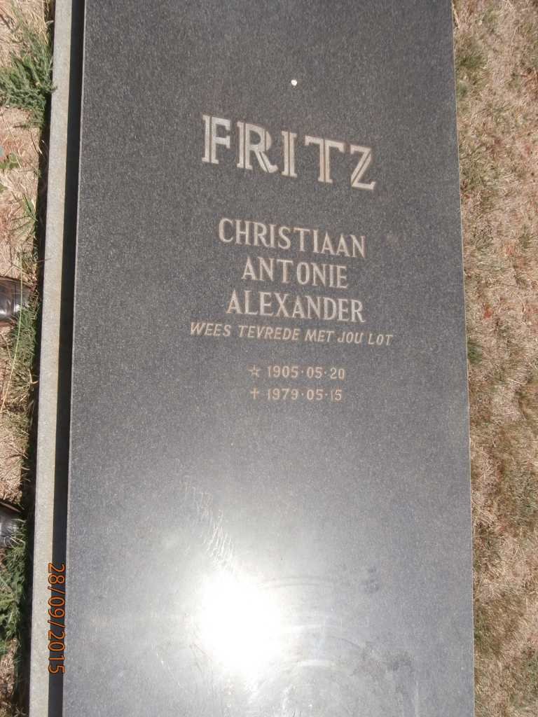 FRITZ Christiaan Antonie Alexander 1905-1979