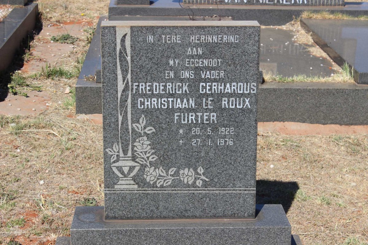 FURTER Frederick Gerhardus Christiaan Le Roux 1922-1976