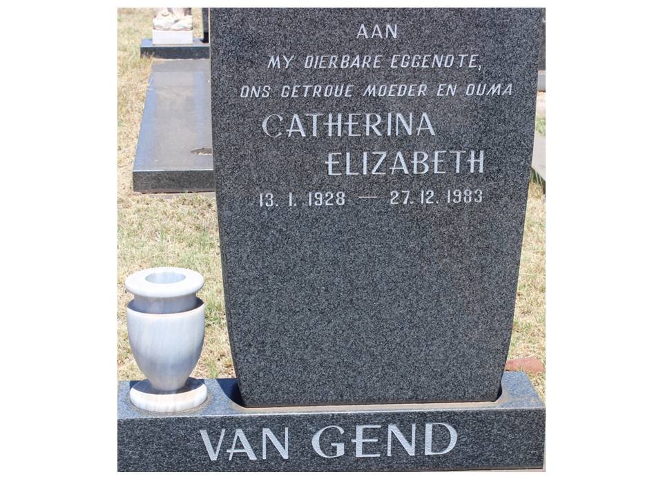 GEND Catherina Elizabeth, van 1928-1983