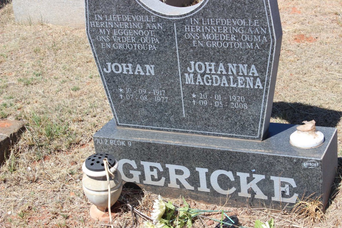 GERICKE Johan 1917-1977 &amp; Johanna Magdalena 1920-2008