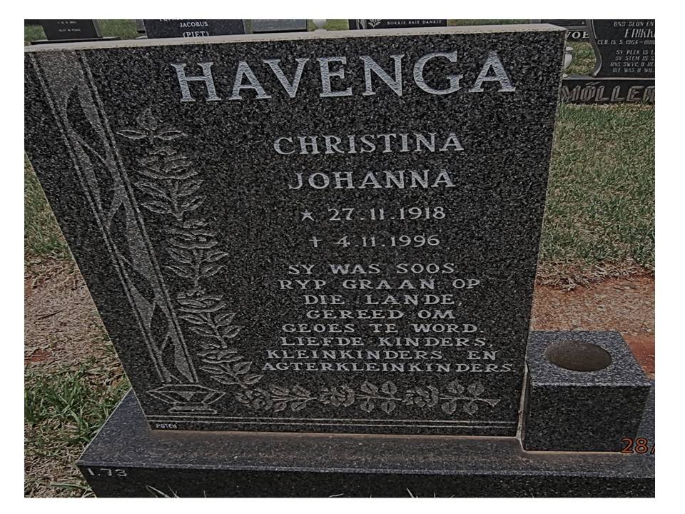 HAVENGA Christina Johanna 1918-1996