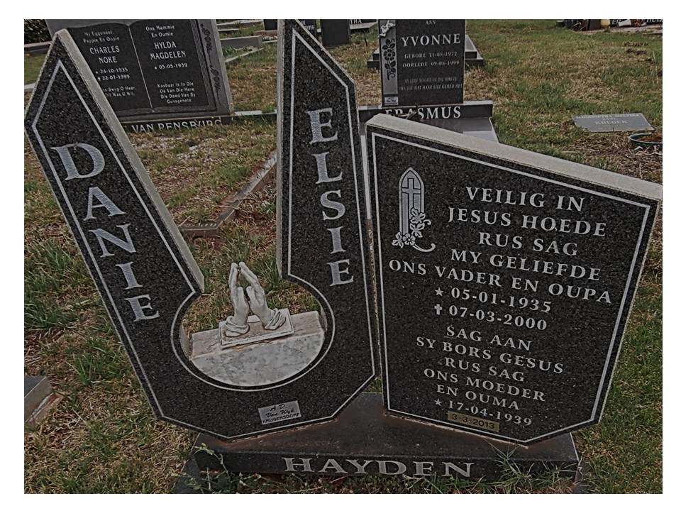 HAYDEN Danie 1935-2000 &amp; Elsie 1939-2013