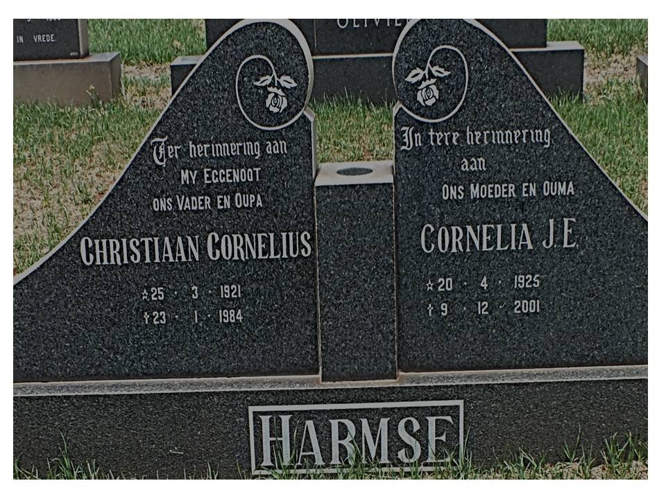 HARMSE Christiaan Cornelius 1921-1984 &amp; Cornelia J.E. 1925-2001