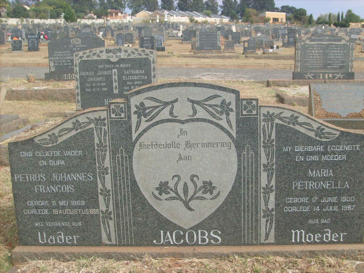 JACOBS Petrus Johannes Francois 1869-1968 &amp; Maria Petronella 1900-1957