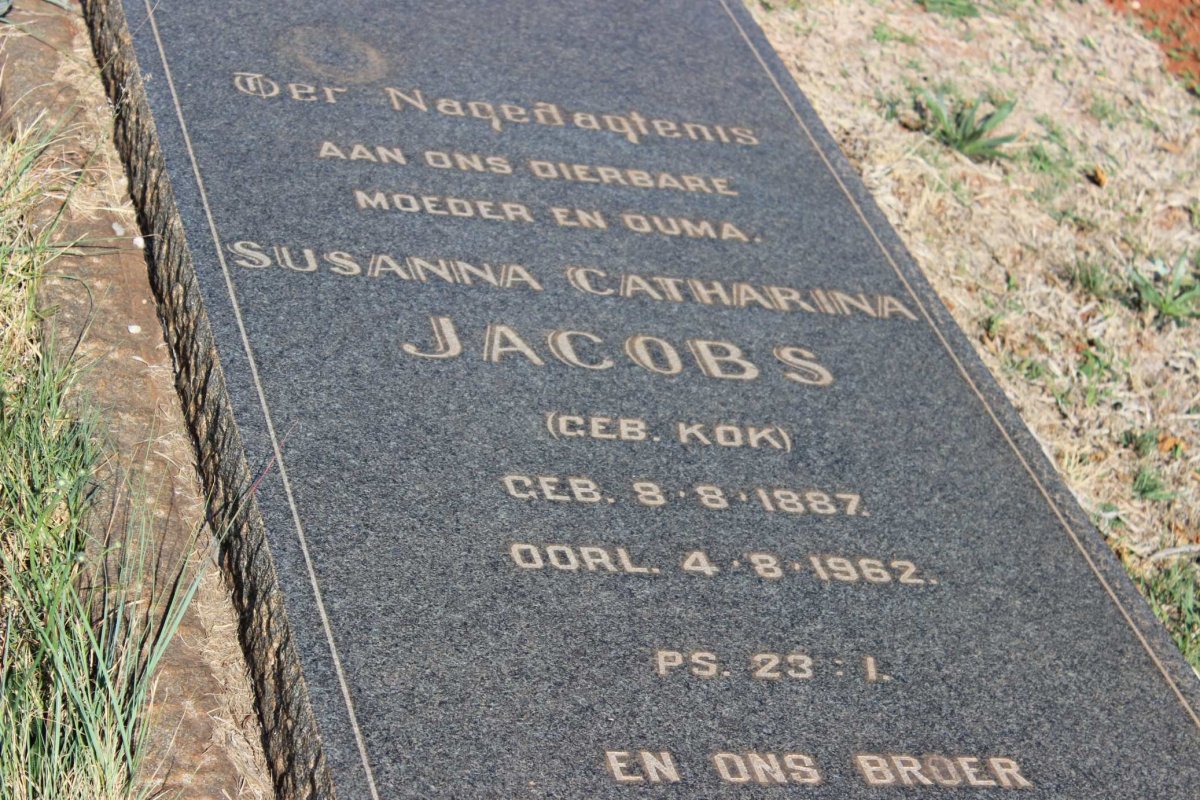 JACOBS Susanna Catharina nee KOK 1887-1962