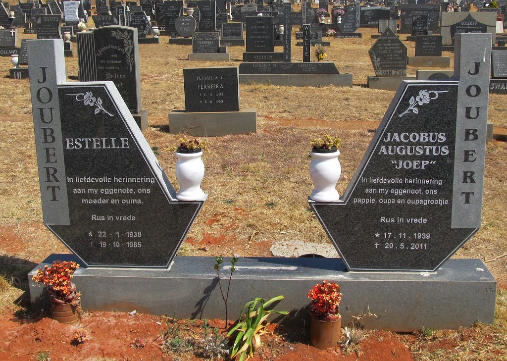JOUBERT Jacob Augustus 1939-2011 &amp; Estelle 1938-1985