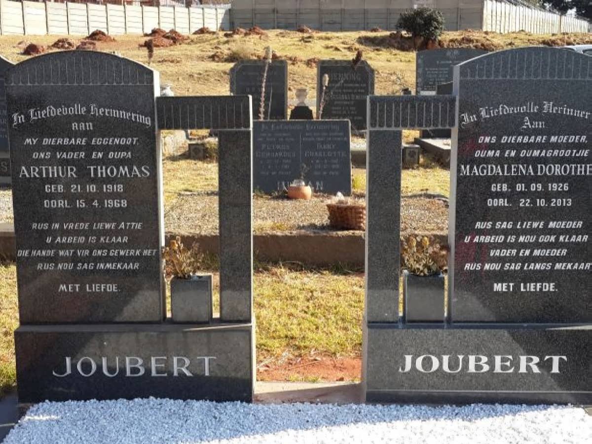 JOUBERT Arthur Thomas 1918-1968 &amp; Magdalena Dorothea 1926-2013