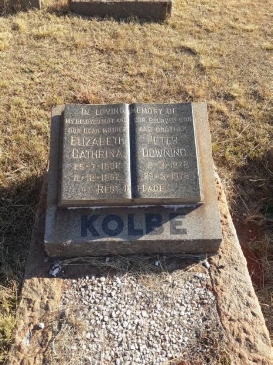 KOLBE Elizabeth Cathrina 1902-1952 :: KOLBE Peter Downing 1972-1976