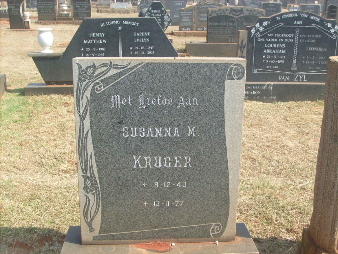 KRUGER Susanna M. 1943-1977