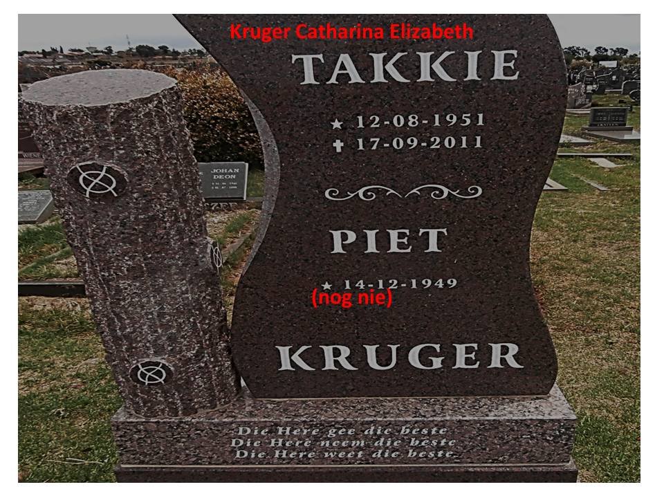 KRUGER Piet 1949- &amp; Catharina Elizabeth 1951-2011