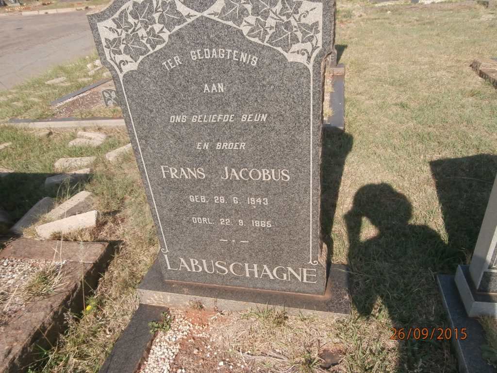 LABUSCHAGNE Frans Jacobus 1943-1965