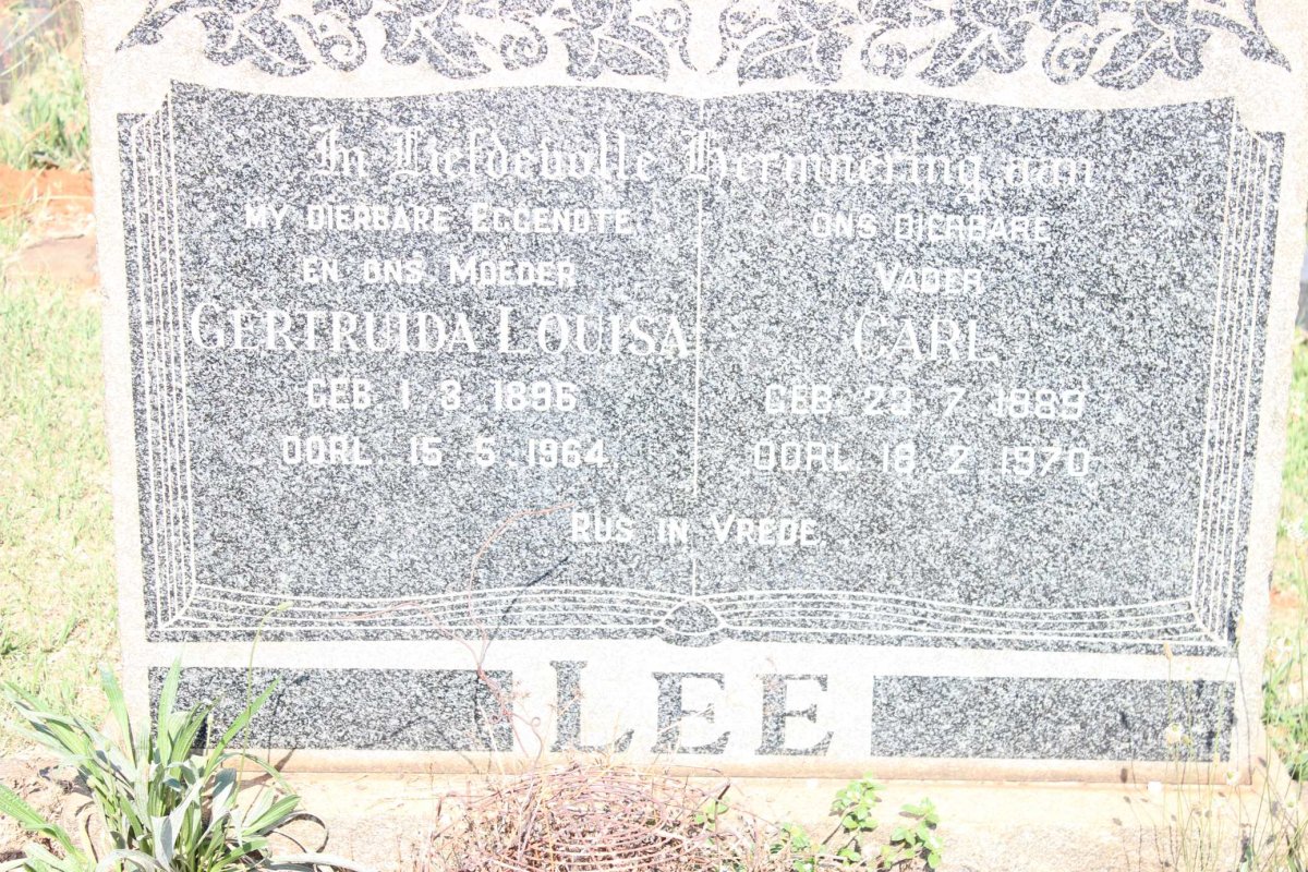LEE Carl 1889-1970 &amp; Gertruida Louisa 1896-1964
