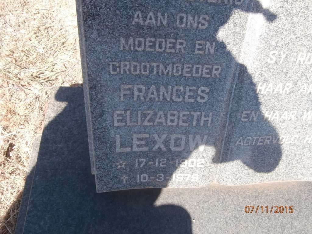LEXOW Frances Elizabeth 1902-1979