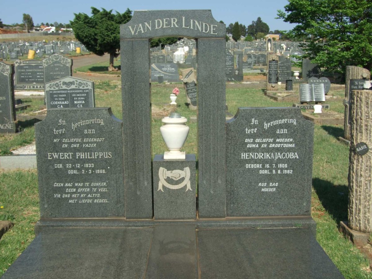 LINDE Hendrika Jacoba, van der 1905-1982 :: LINDE Ewert Philippus, van der 1933-1966