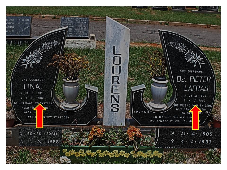 LOURENS Pieter Lafras 1905-1993 &amp; Lina 1907-1988