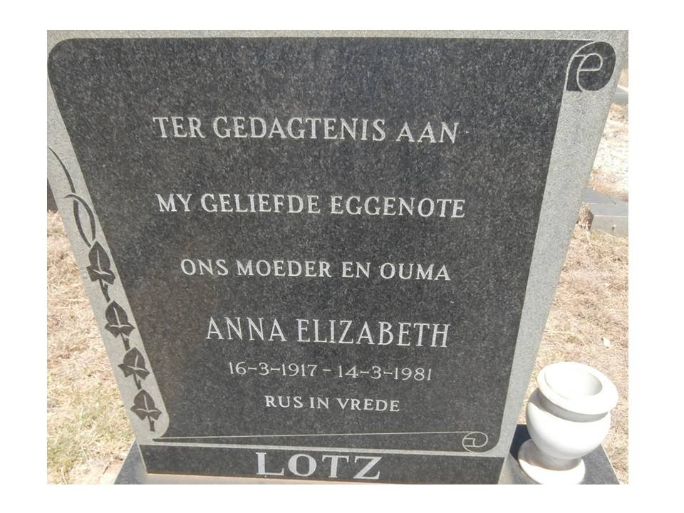 LOTZ Anna Elizabeth 1917-1981