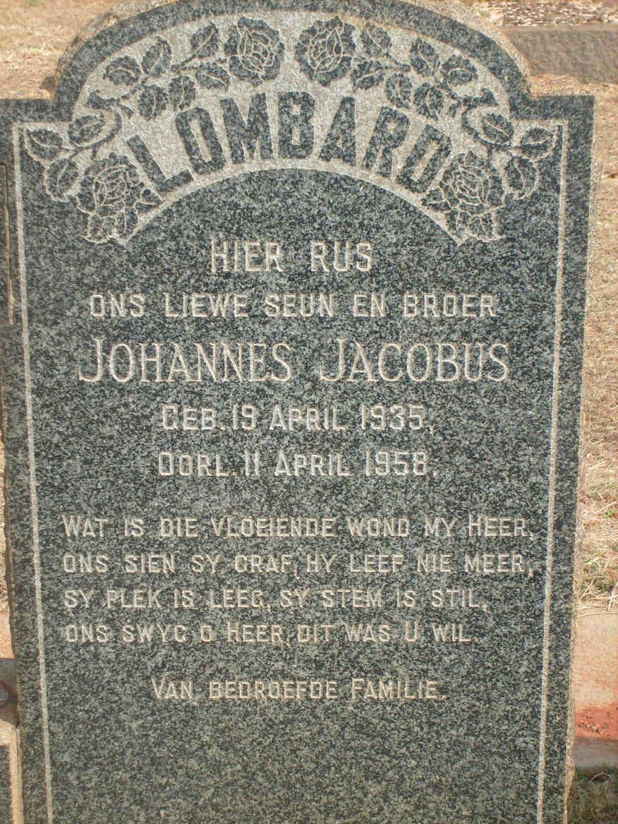 LOMBARD Johannes Jacobus 1935-1958