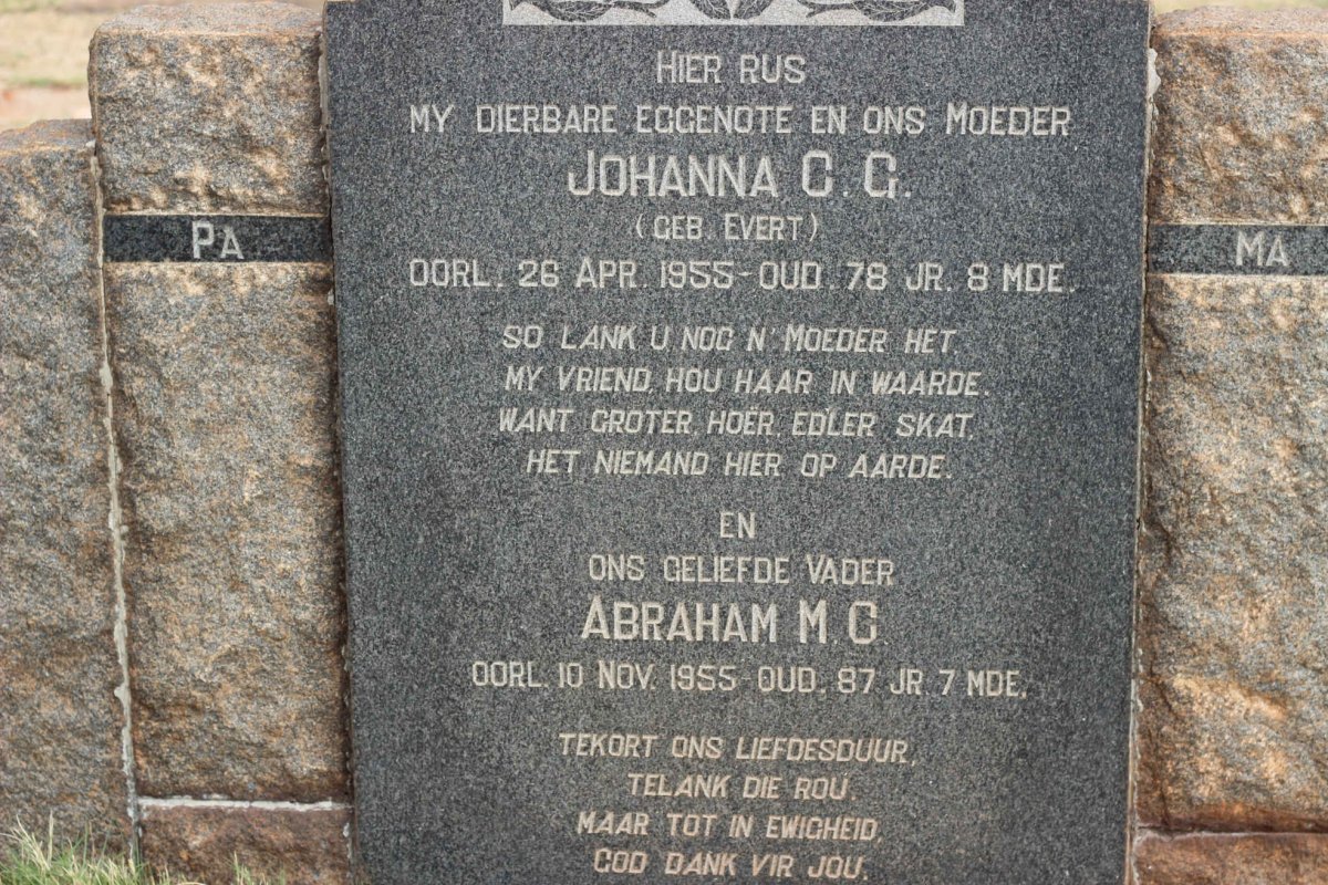 LOUBSER Abraham M.C. -1955 &amp; Johanna C.G. EVERT -1955