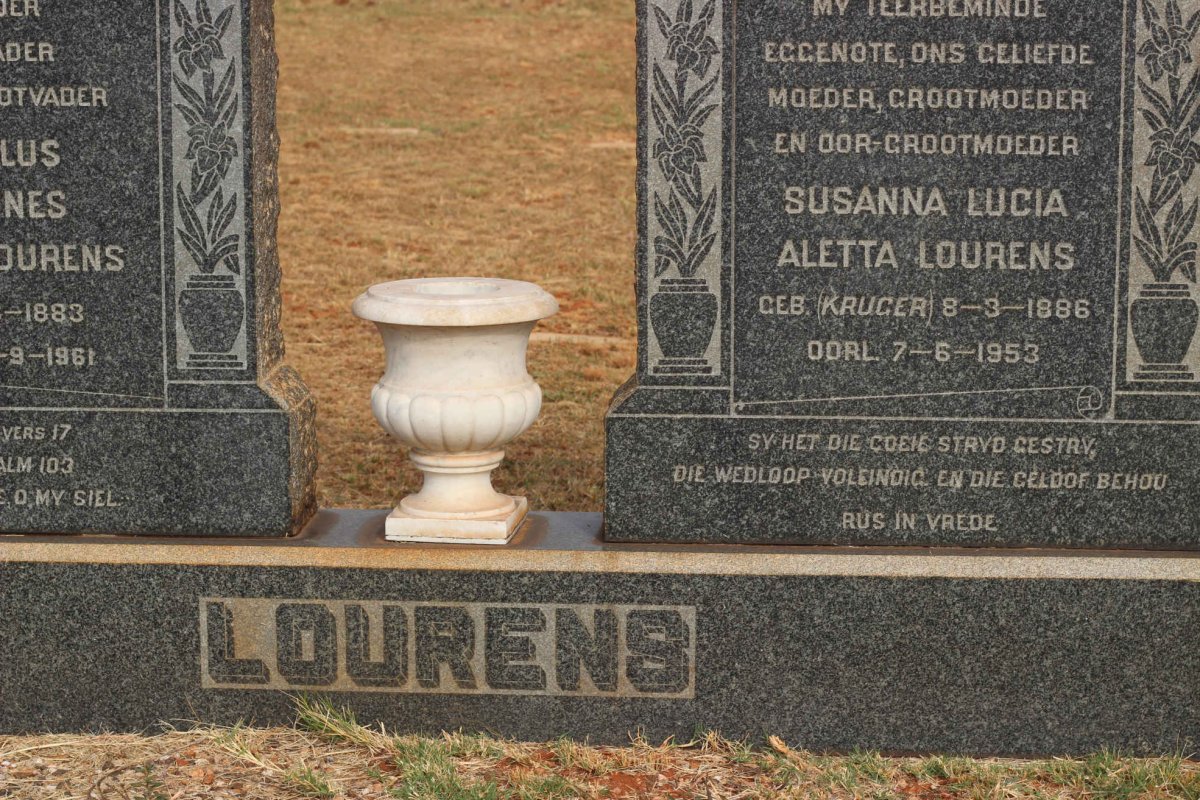 LOURENS Susanna Lucia Aletta nee KRUGER 1886-1953