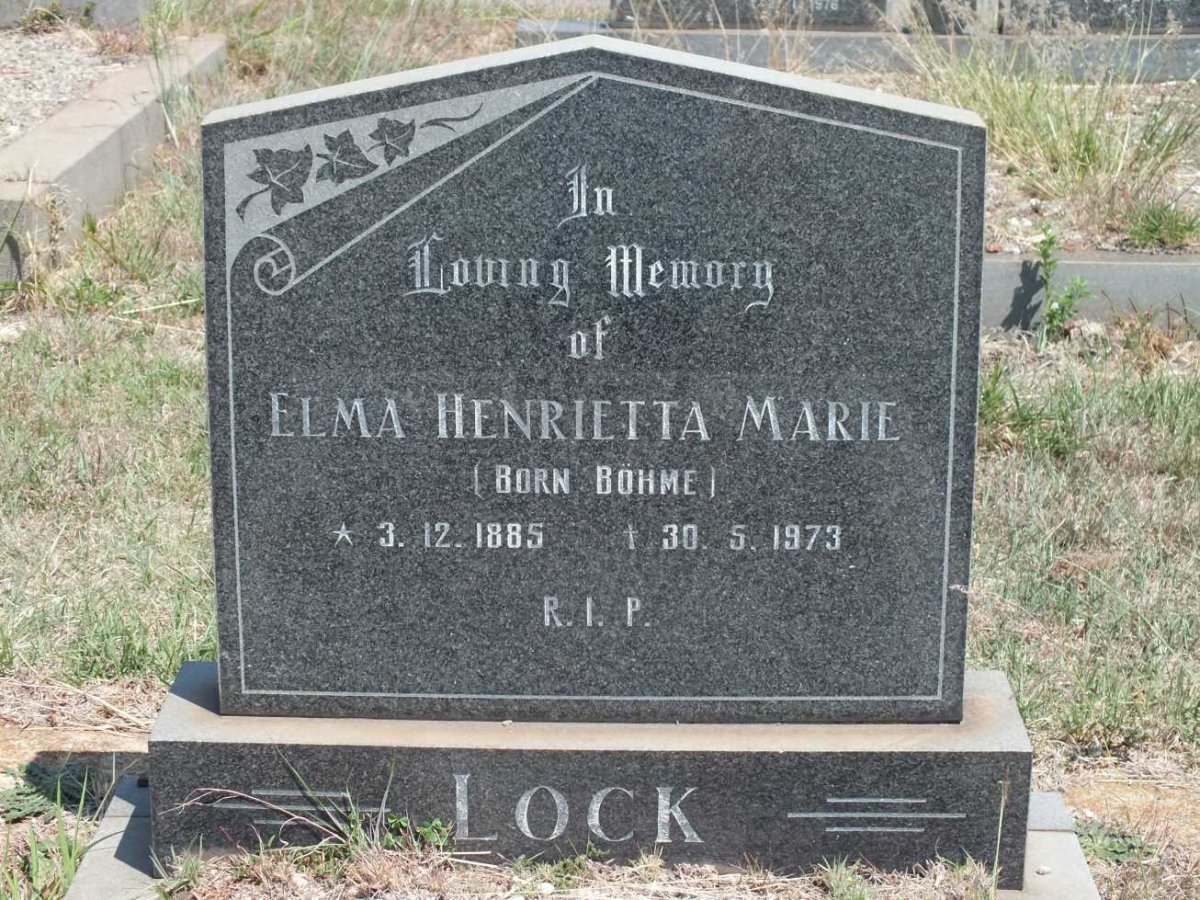LOCK Elma Henrietta Marie nee BÖHME 1885-1973